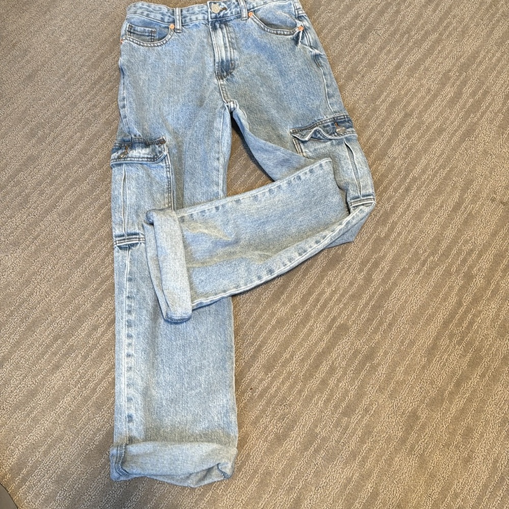 Blue Boyfriend Jeans with Relaxed Fit and Vintage Wash